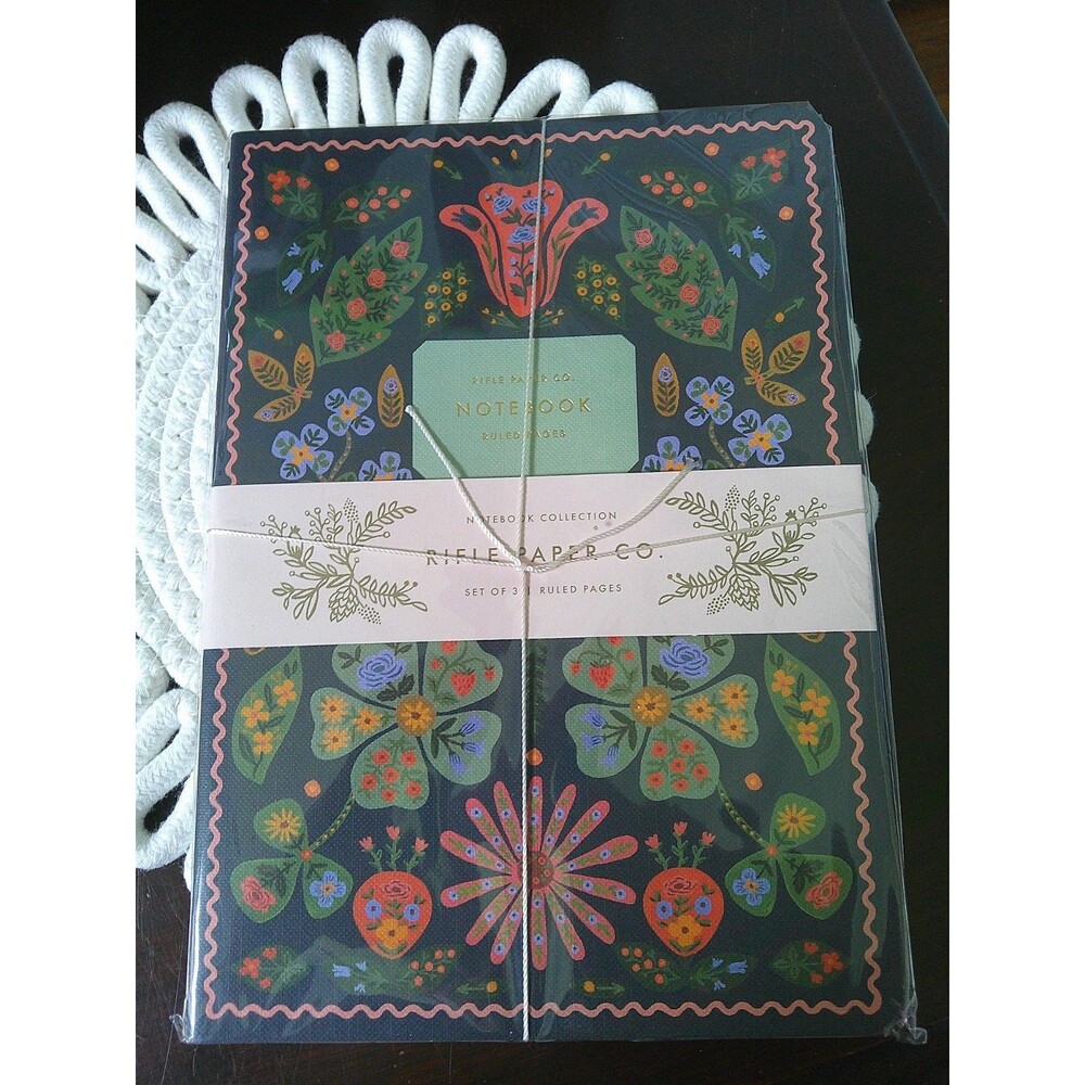 NEW SEALED Rifle Paper Co. Set of 3 Notebooks with Ruled Pages 6” X 8.5” Floral